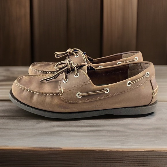 Dockers Men's Vargas Rust Leather Boat Shoes Size 11 90-30406 Casual Slip-On - Picture 1 of 8